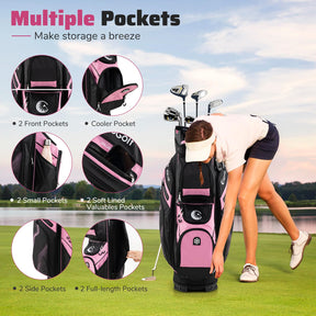 Golf Cart Bag, Molded Lock Top Golf Bag w/14-Way Full Length Dividers