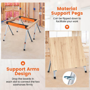 2 Pack Saw Horses, Portable Sawhorses w/ Folding Design