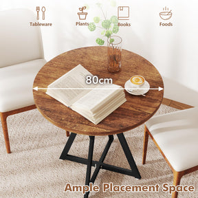 31.5 Inch Round Dining Table for 2-4, Modern Kitchen Table with Thick Wooden Tabletop