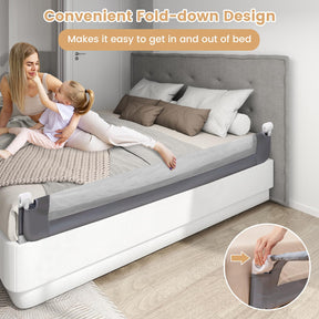 180 x 42 cm Swing Down Baby Bed Guard Rail w/Adjustable Safety Strap Foldable Bed Rail for Toddlers