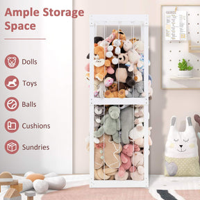300L Large Stuffed Animal Storage, Space-saving Plush Toy Cage w/Open Top & Elastic Cords