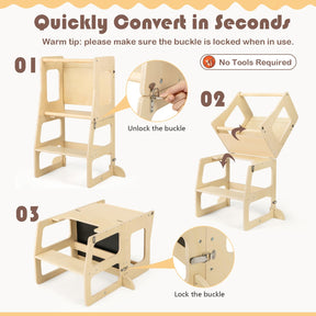 3-in-1 Foldable Kitchen Standing Tower for Toddlers