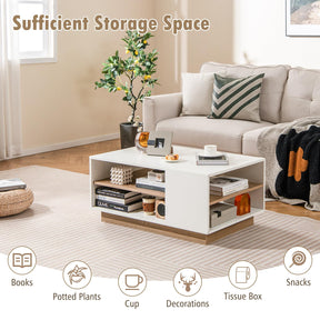 3-Tier Square Coffee Table Tea Table 90cm Cocktail Table Industrial Accent Table