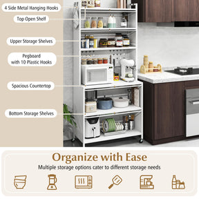 6-Tier Kitchen Pantry Cabinet, Buffet Cabinet with Hutch, Flip Doors, Microwave Countertop