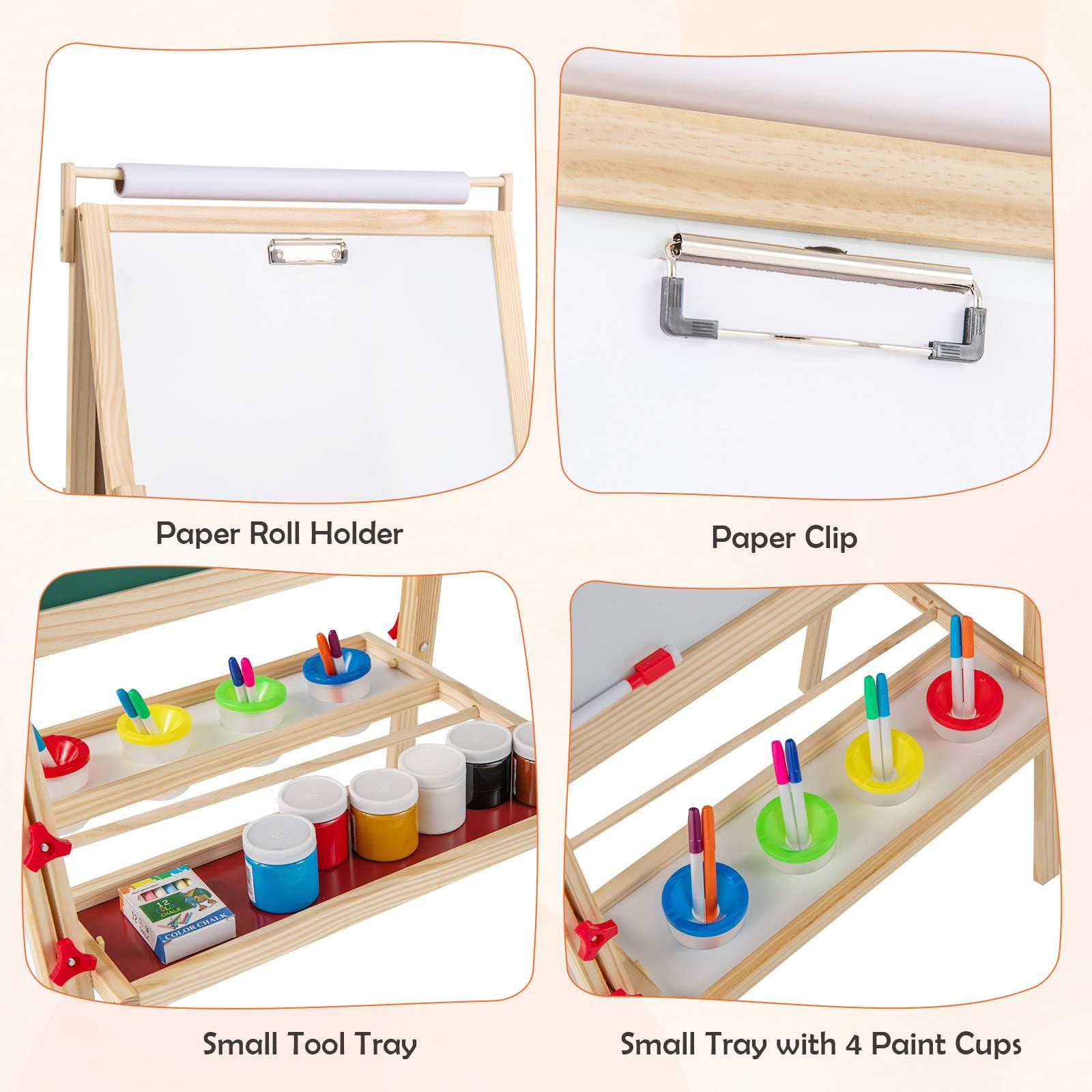 BABY JOY 3 in 1 Easel for Kid, Height Adjustable Wooden Art Easel