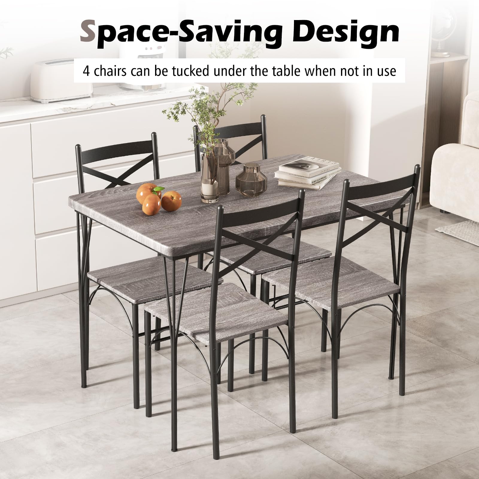 Giantex 5-Piece Dining Table Set, Modern Rectangular Dining Table & 4 Dining Chairs Set