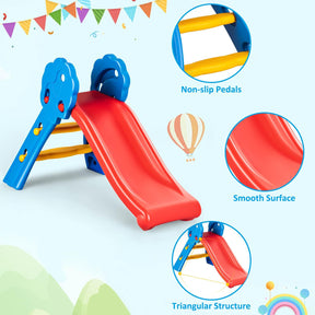 Kids Freestanding Slide W/Guardrails, Patio Toddler Slide W/Non-Slip Pedal