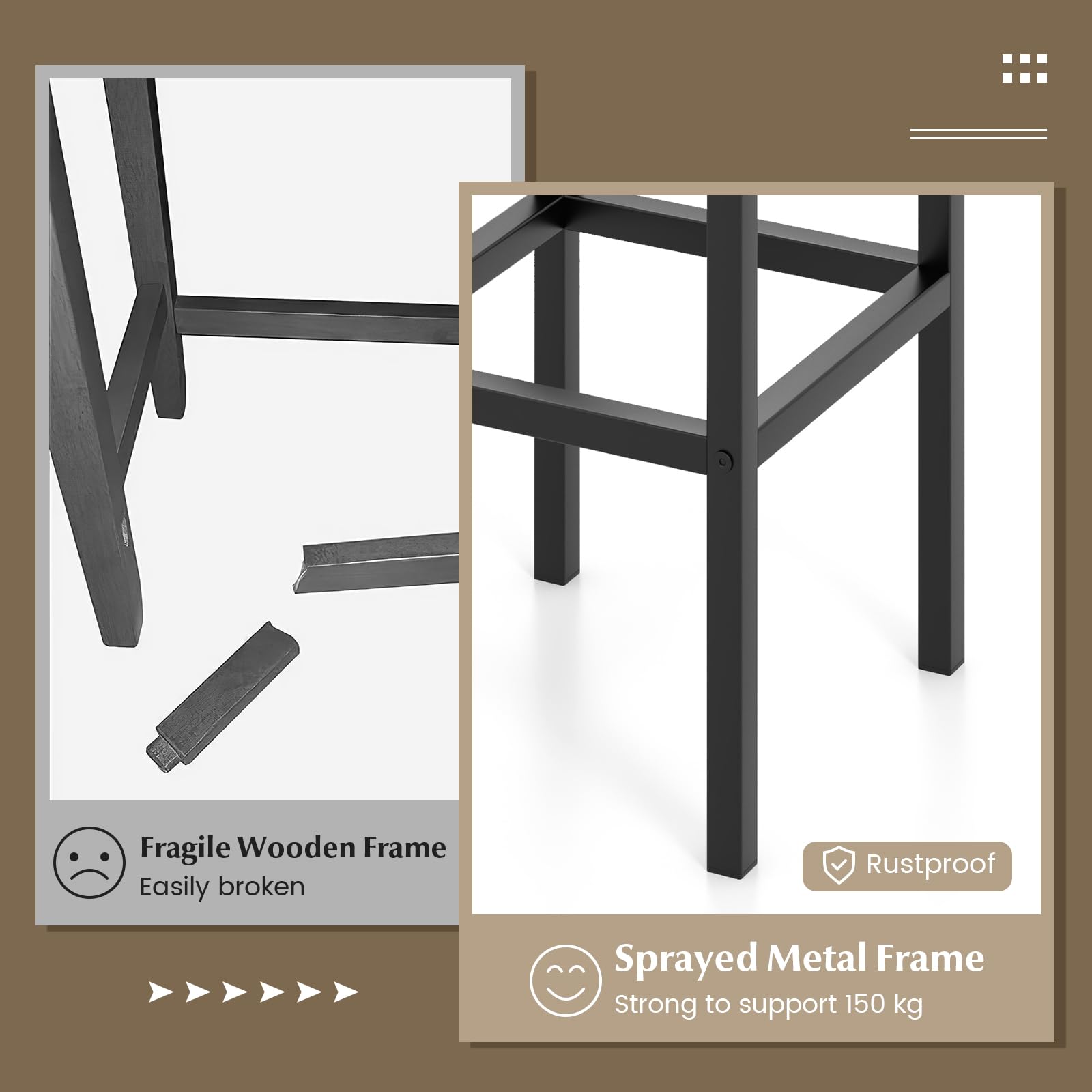72cm Bar Chair with Metal Legs & Footrest