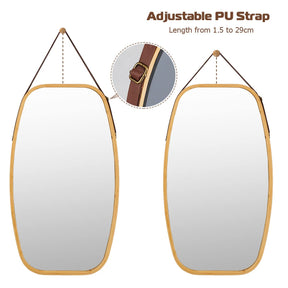 Giantex Wall Hanging Mirror, Bathroom Full Length Mirror, Hanging Wall-Mounted Mirror w/ Bamboo Frame