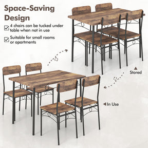 Dining Table Set for 4 5-Piece Industrial Kitchen Furniture Dinette Set