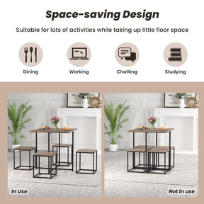 Giantex 5 Piece Dining Table and Chair Set, Industrial Kitchen Table Set with 4 Stools , Gray