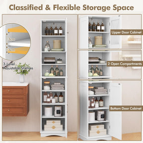 Tall Bathroom Cabinet Freestanding Storage Cupboard Narrow Corner Floor Cabinet