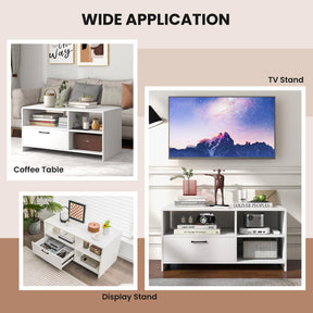 Giantex TV Stand for TVs up to 50", Modern Media Console Table w/ 3 Open Compartments & 1 Storage Drawer