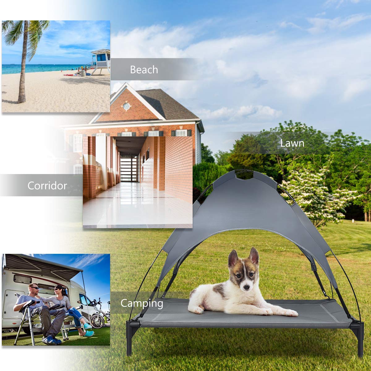 Waterproof & UV Protection Cooling Bed Tent for Pet Indoor and Outdoor Use (105 cm X 86 cm X 87 cm (L X W X H))