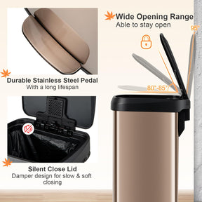 Giantex 50L Step Trash Can Stainless Steel Garbage Bin with Soft Close Lid & Deodorizer Compartment