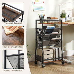 Rolling File Utility Cart w/ 2 Drawers, Lockable Wheels for Home Office