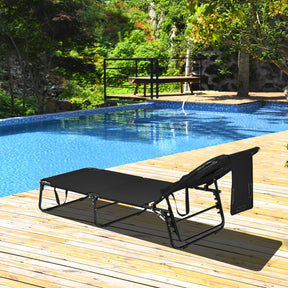 Face Down Tanning Chair, Beach Lounge Chair with 5-Level Adjustable Backrest & 3 Removable Pillows