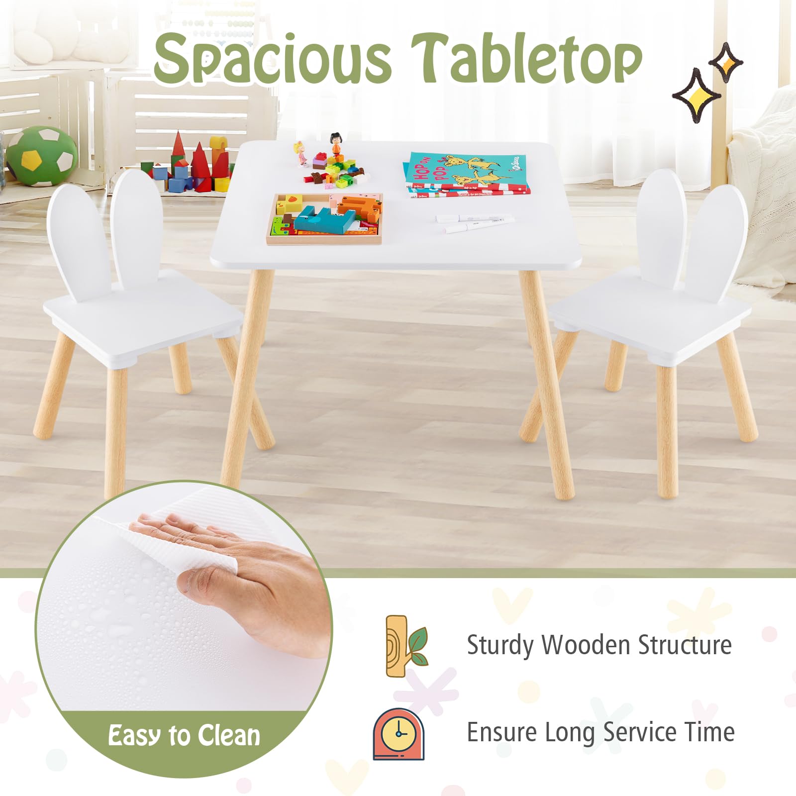 HONEY JOY Kids Table and 2 Chairs Set