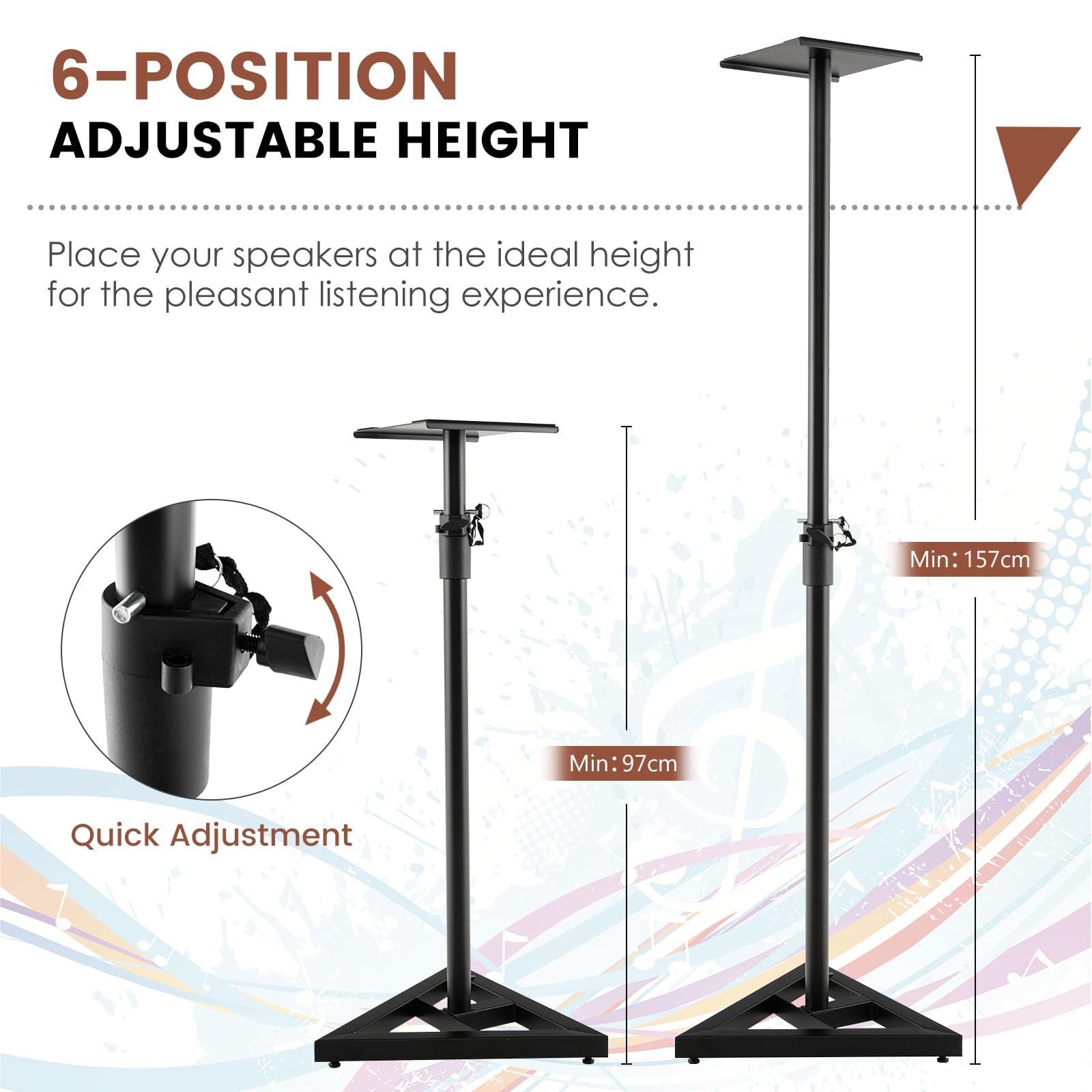 Giantex Adjustable Studio Monitor Stands, Studio Speaker Stands Pair w/Stable Triangular Base