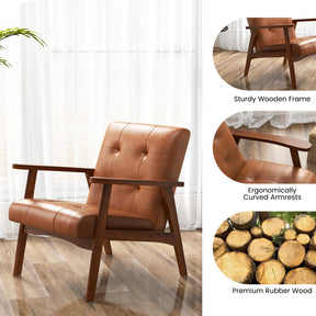 Giantex Mid Century Modern Accent Chair, Living Room Arm Chair with Solid Rubber Wood Frame