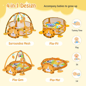 Baby Play Gym, 4-in-1 Baby Play Center for Newborn & Infants w/Soft Padding Mat & Arch Design