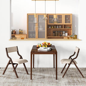 Giantex Folding Dining Chair Set of 2, Wooden Upholstered Dining Chairs