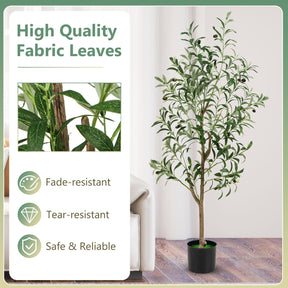 Giantex 130 cm Tall Artificial Olive Tree Set of 2, Fake Potted Trees