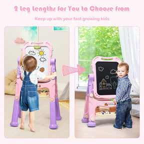Art Easel for Kids, Height Adjustable 360° Rotate Double Sided Standing Art Drawing Board (Red)