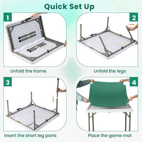 Giantex 90cm Folding Mahjong Table, 4 Player Game Card Table w/Cup Holders & Smooth Felt Mat