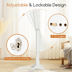 Giantex Freestanding Jewelry Cabinet, Lockable Jewelry Armoire w/Full-Length Mirror & LED Lights