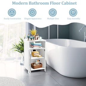 Giantex Bathroom Floor Storage Cabinet, Freestanding Wooden Single Door Side Cabinet