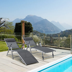 Patio Lounge Chair, Rustproof Aluminum Chaise Lounge Chair with 8-Position Adjustable Backrest