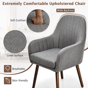 Set of 2 Leisure Chair Accent Upholstered Armchair Linen Fabric Living Room