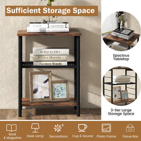 Giantex 3-Tier Industrial Side Table, Metal Frame Bedside Table
