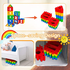 32 Pieces Big Waffle Block Set for Kids Toddler, Snap-Together Giant Waffle Block Set W/Put Together & Pull Apart Blocks