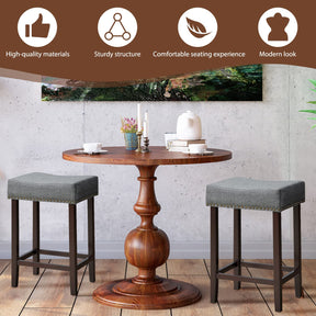 Giantex Set of 2 Saddle Bar Stools, 61cm H Backless Counter Stool, Brass Nailhead Studs