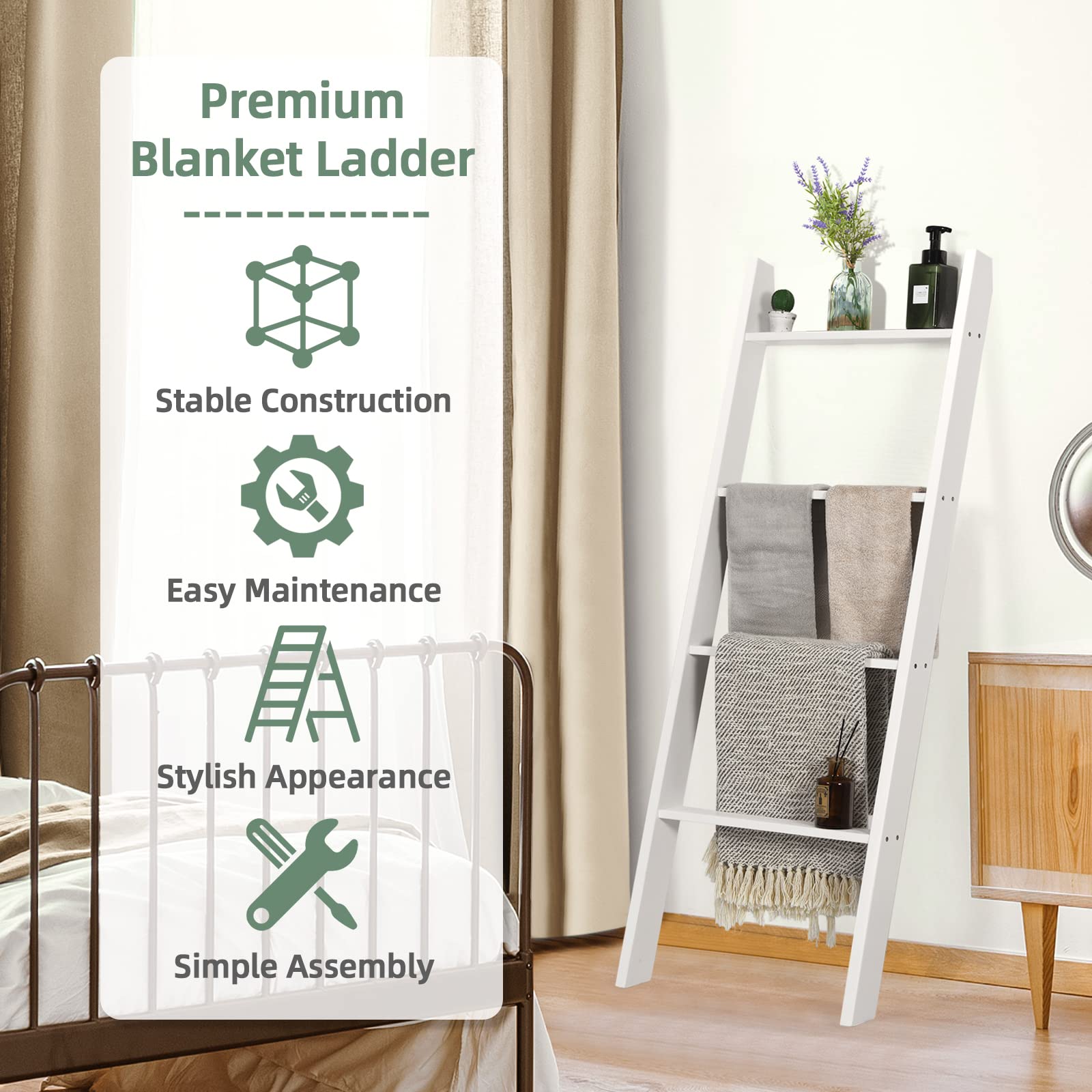 Giantex 4-Tier Wooden Blanket Ladder