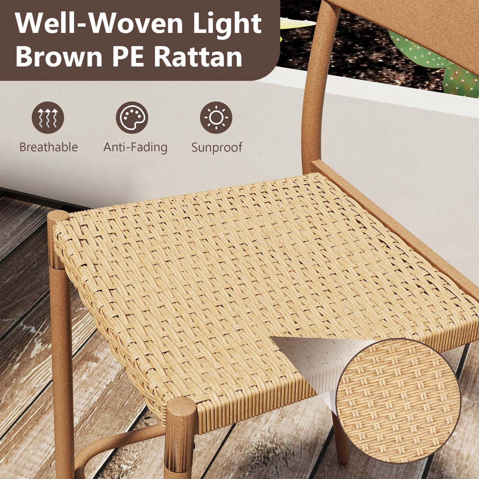 Patio Barstools Set of 2, Outdoor Bar Height Chairs