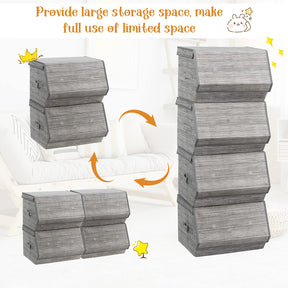 Giantex Stackable Storage Bins Set of 4, Foldable Non-woven Fabric Storage Box with Magnetic Secured Lids