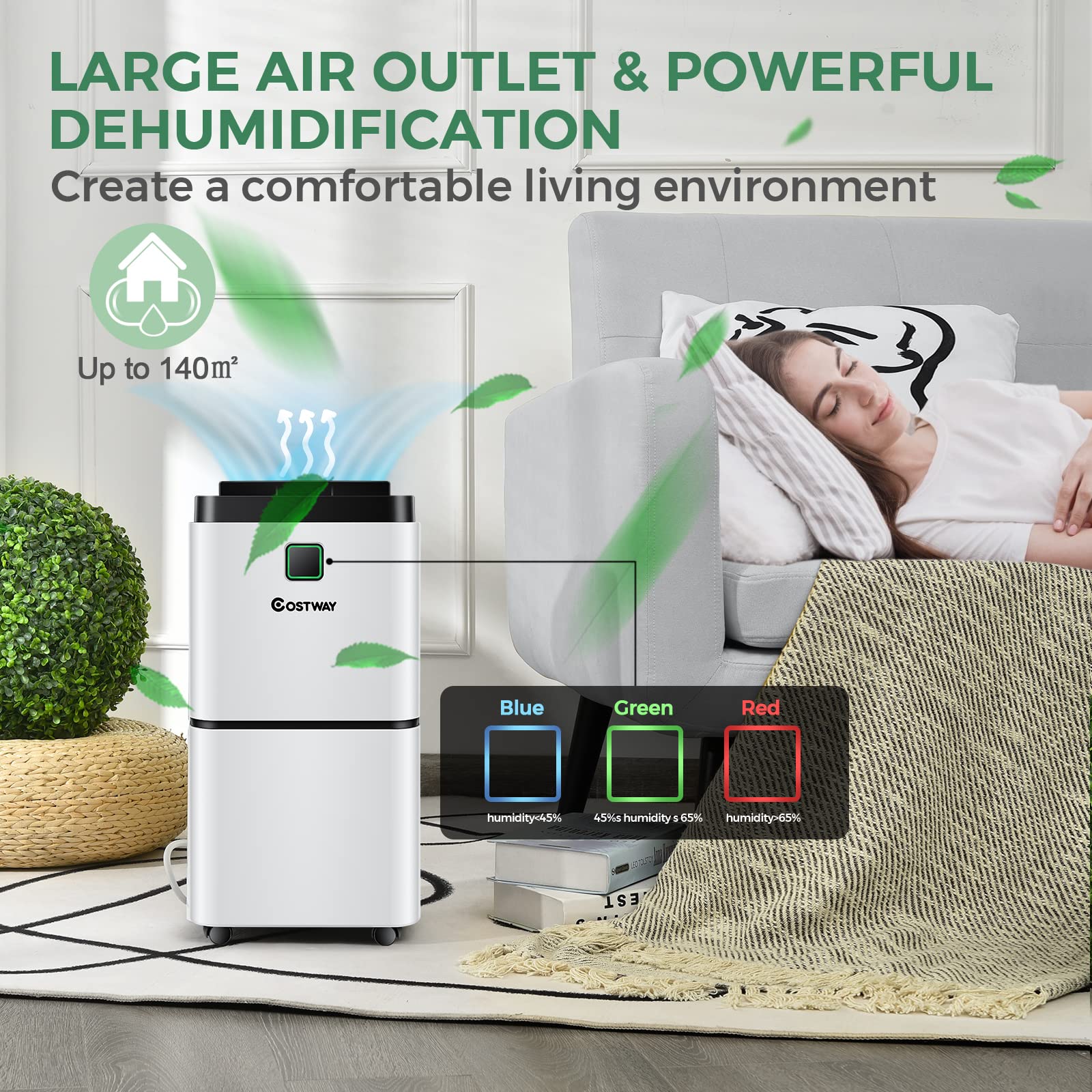 12L 140㎡ Dehumidifier with 3 Modes and 12H Timer and LED Indicator