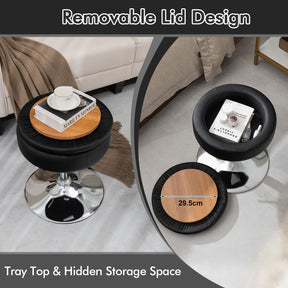 Vanity Stool with Storage, 360° Swivel PU Leather Vanity Chair, 50-66cm Height Adjustable Makeup Stool with Flipped Lid