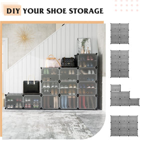 Giantex 12-Cube Shoe Rack Organizer, 48 Pairs Expandable Modular Shoe Storage Cabinet with Door