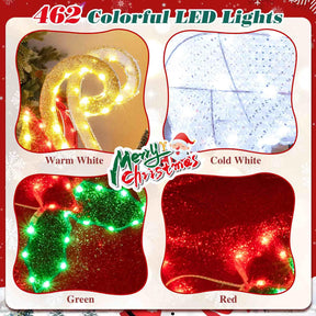 Pre-Lit 462 LEDs Christmas Reindeer & Santa’s Sleigh Xmas Festive Decoration