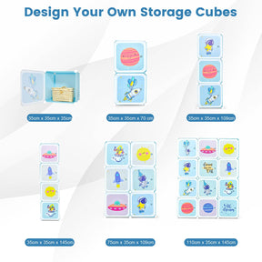 Portable Kids Wardrobe, 12-Cube Baby Closet Organizer for Children with Doors & Hanging Section