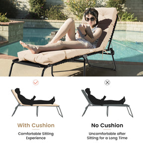 186 x 56cm Patio Lounge Chair Cushion Non-Slip High Back Chair Cushion for Lawn