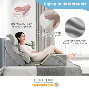 Giantex 7 PCS Orthopedic Bed Wedge Pillow Set, Adjustable Memory Foam Body Pillows with Washable Cover