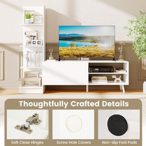 TV Stand for TVs up to 50", Modern TV Cabinet Media Entertainment Center w/Bookshelf & 3-Position Adjustable Shelf