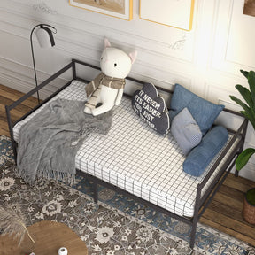 Metal Twin Daybed Frame, Day Bed w/Heavy-Duty 16 Slats Support & 11" Storage Clearance