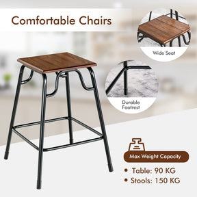 Giantex 5-Piece Bar Table Set, Vintage Counter Height Square Table w/ 4-Piece Classic Backless Stools, Rustic Brown