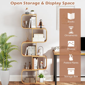 Bamboo Bookshelf with 5 Open Cubes